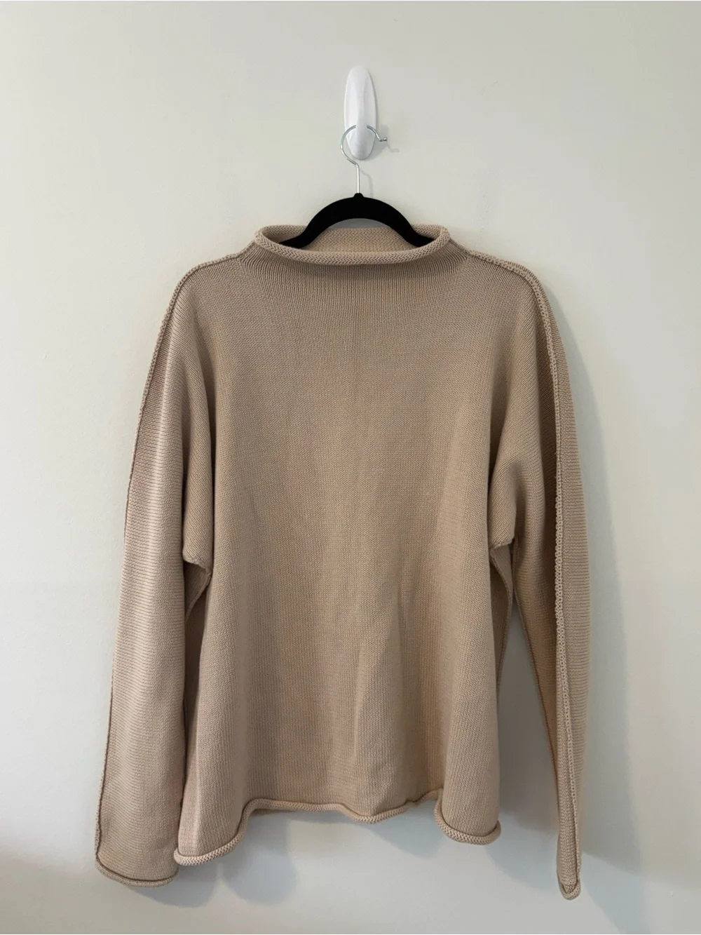 Frank & Eileen Rolled Funnel Neck Sweater Large 100% Cotton